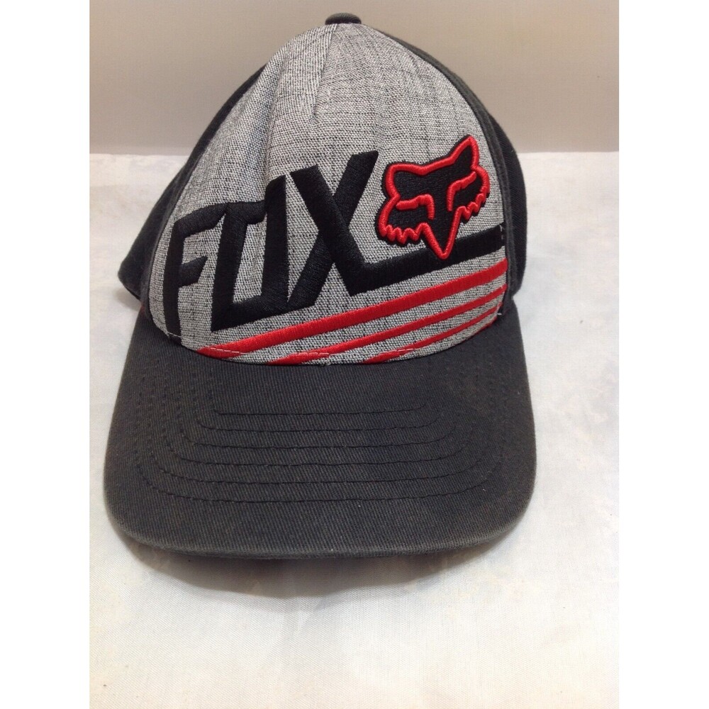 Fox Racing FITTED Hat Embroidered Teen Black/Red/Gray (Youth One Size OSFM)